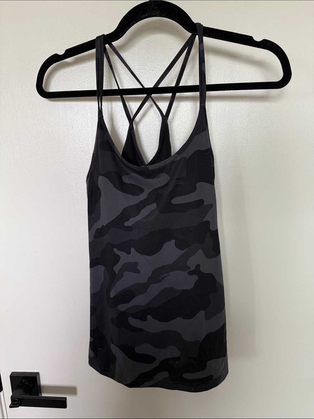 Old Navy Black & Charcoal Camo Strappy Tank